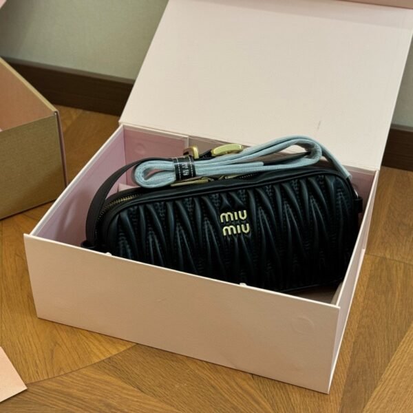 MIU Wander Matelassé Black, White, Brown Leather - Bag