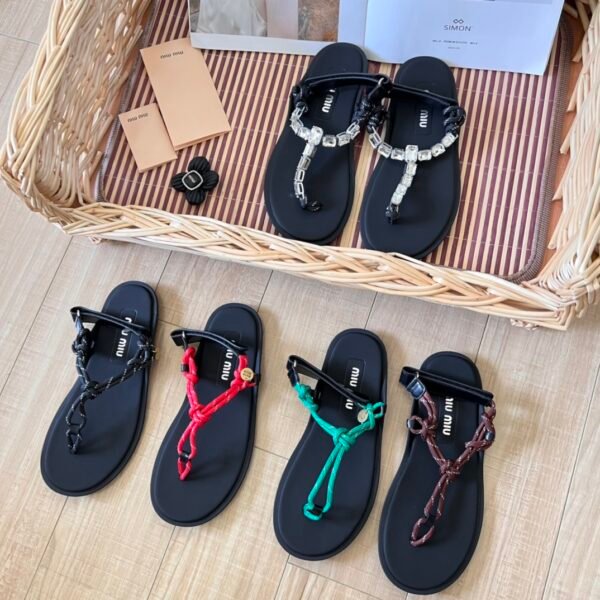 MIU Tied Flat Sandals - Sandals