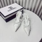 CC Slingback Pumps White Leather – Heels
