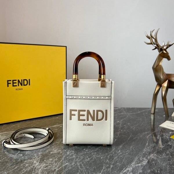 FD Sunshine Shopper Mini White Leather - Bag