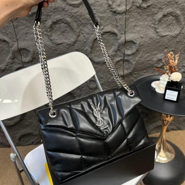 YSL Loulou Puffer Medium Black Leather - Bag