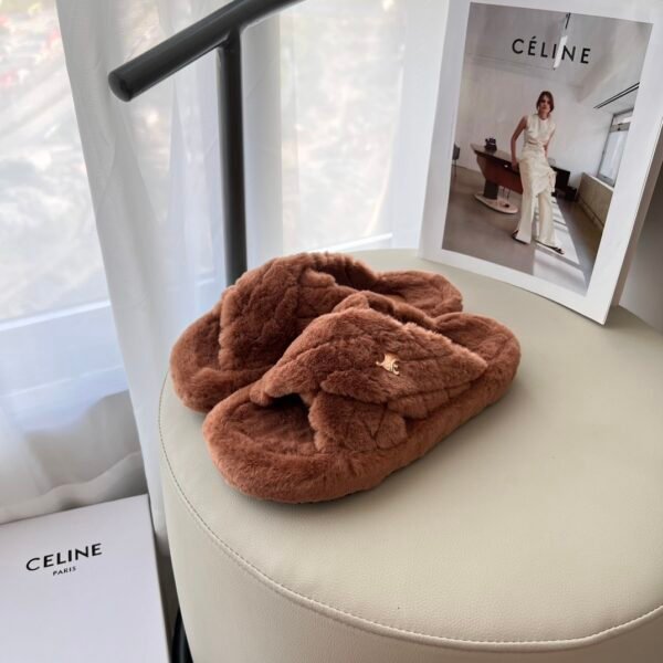 CEL Triomphe Shearling Slides - Slides
