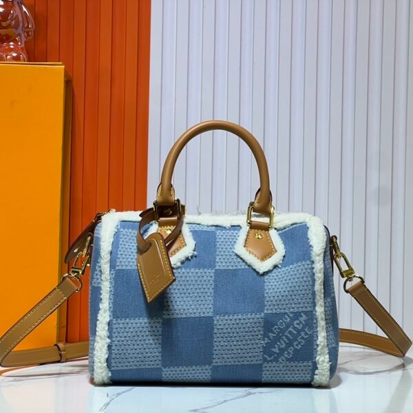 LV Speedy Bandoulière 20 Damier Azur Shearling - Bag