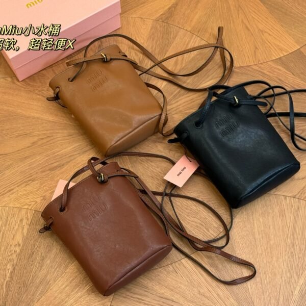 MIU Mini Bucket Bag Brown Leather - Bag