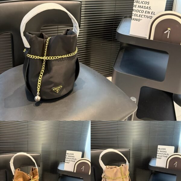 PR Cleo Satin Chain Black and Brown Satin - Bag