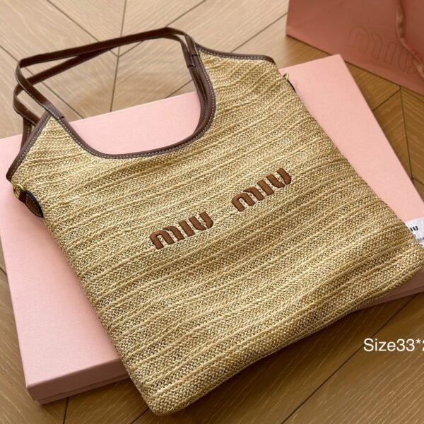 MIU Raffia Tote Natural Raffia - Bag