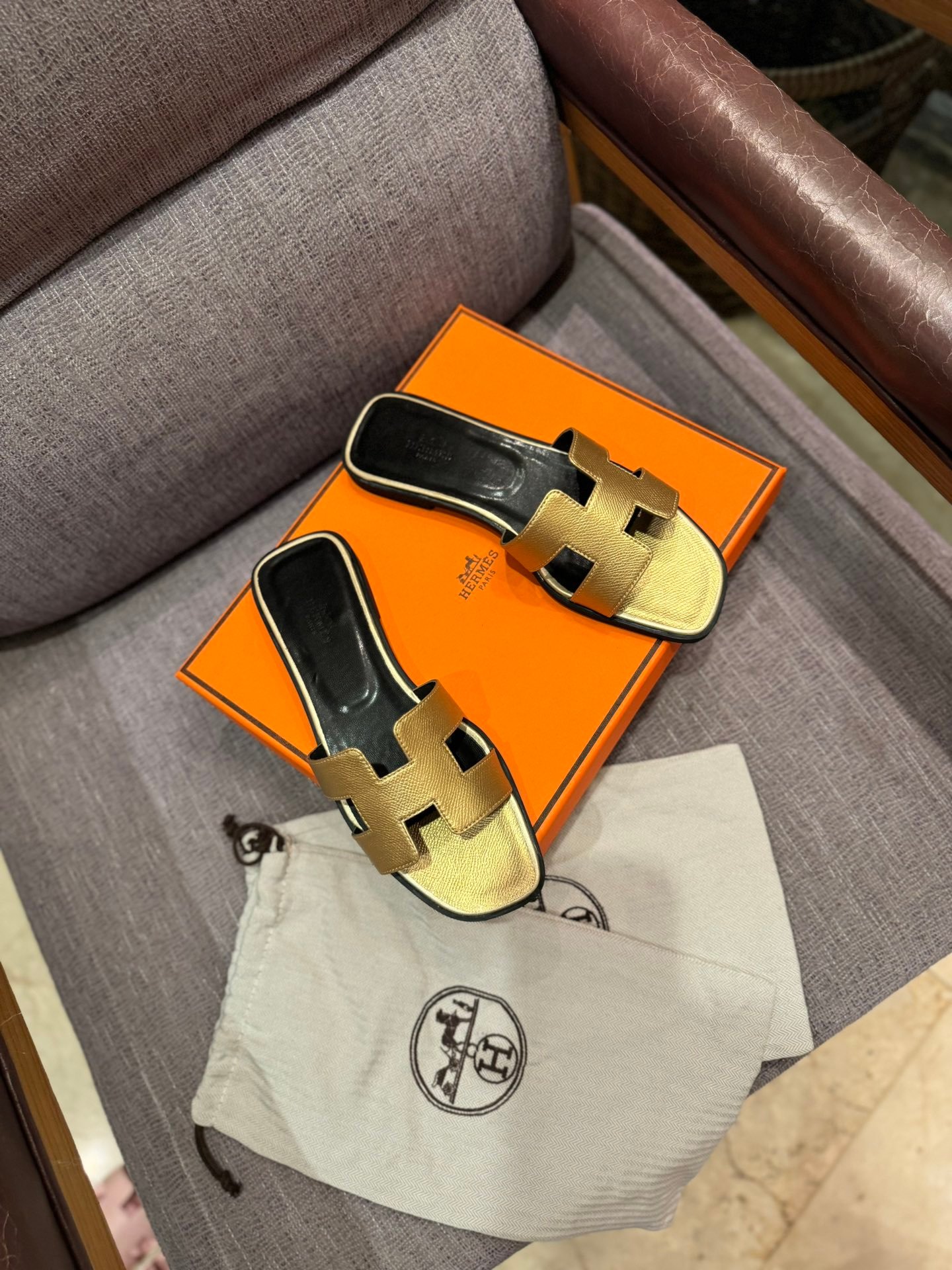 HM Oran Sandals Gold Leather - Sandals - Image 5