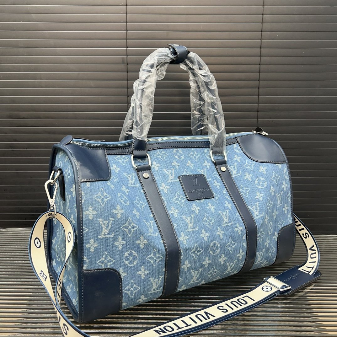 LV Keepall Bandoulière 50 Denim Monogram - Bag - Image 2