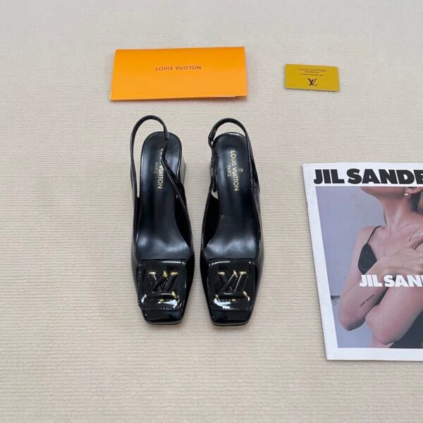 LV Madeleine Slingback Black Patent Leather - Heels
