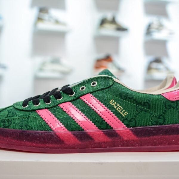 GG Gazelle Green/Pink Canvas - Sneakers