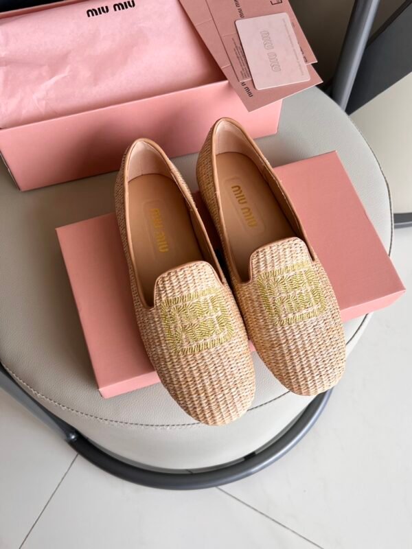 MIU Raffia Loafers Natural Raffia – Scarpe