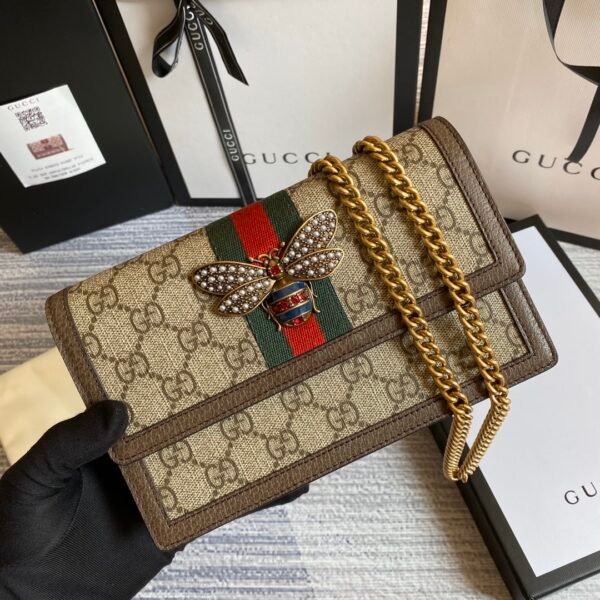 GG Dionysus GG Supreme Mini Bag with Bee Beige/Red/Green Web - Bag