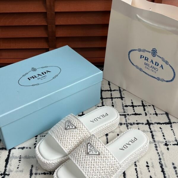PR Raffia Slides White Raffia - Slides