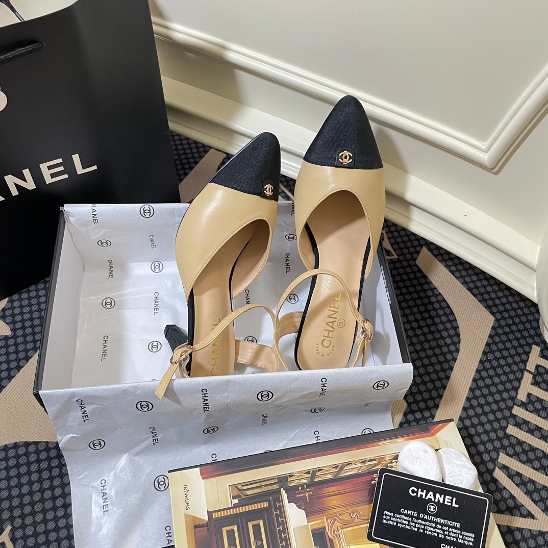 CC Slingback Ballerinas Beige/Black Leather - Heels - Image 3