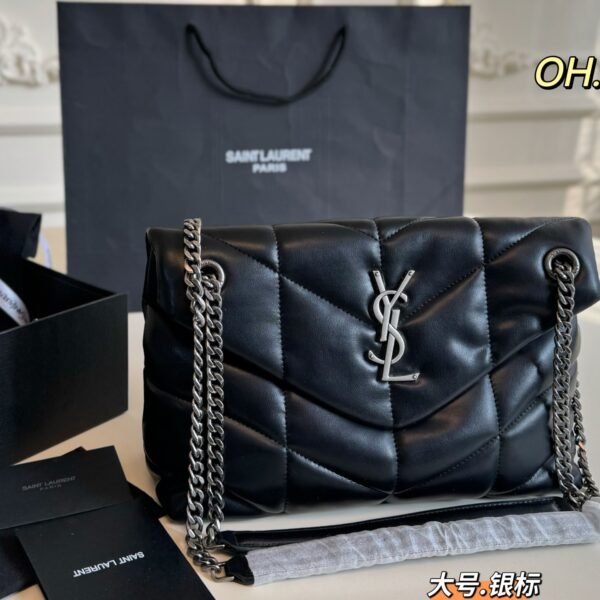 YSL Loulou Puffer Medium Black Leather - Bag