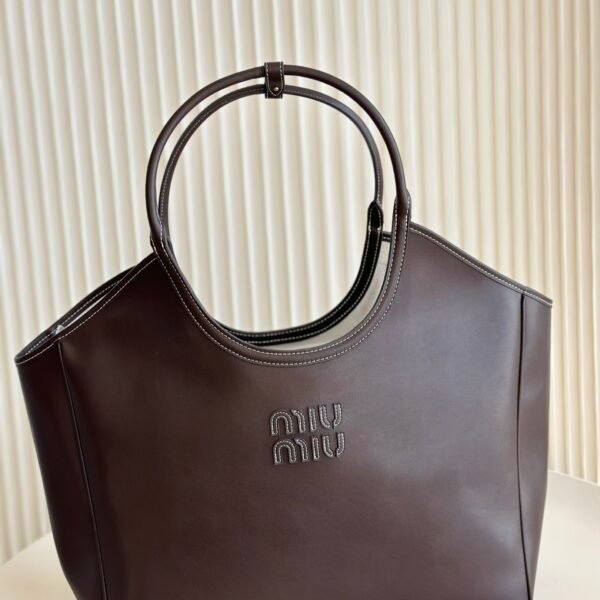 MIU Logo Tote Brown Leather - Bag