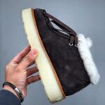 PR Brushed Leather and Shearling Ankle Boots – Stivali – Rosso