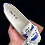 MIU Ballet Flats White/Blue Leather – Shoes
