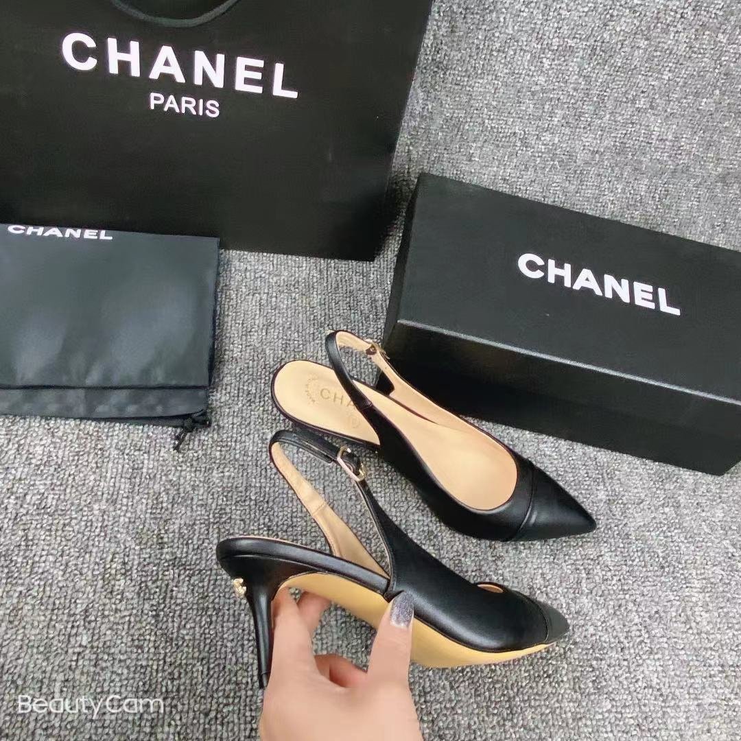CC Slingback Pumps Black Leather - Heels - Image 4