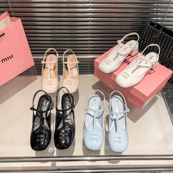 MIU T-Strap Chunky Heel - Heels