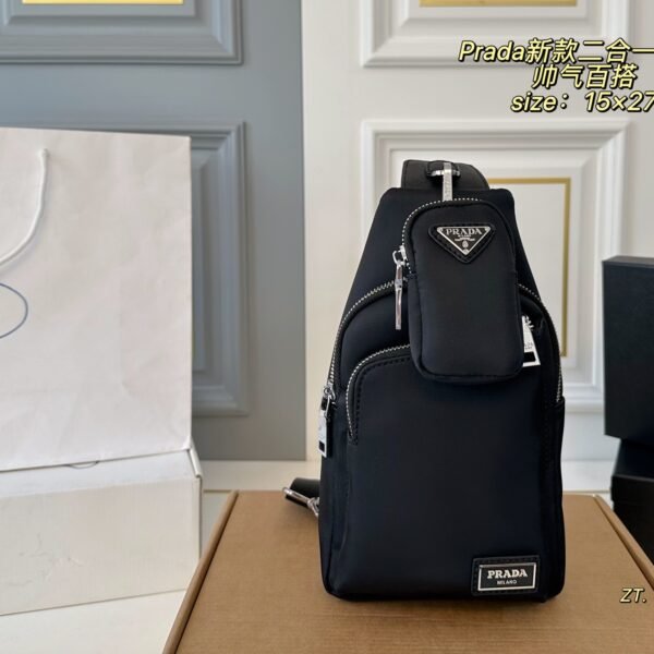PR Re-Nylon and Saffiano Leather Belt Bag - Bag