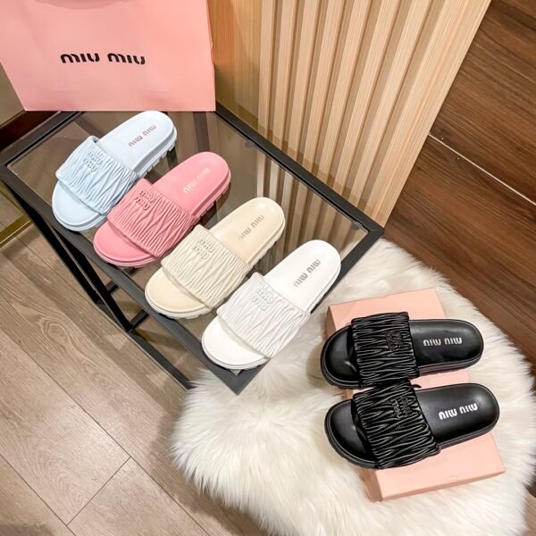 MIU Ruched Slides - Slides