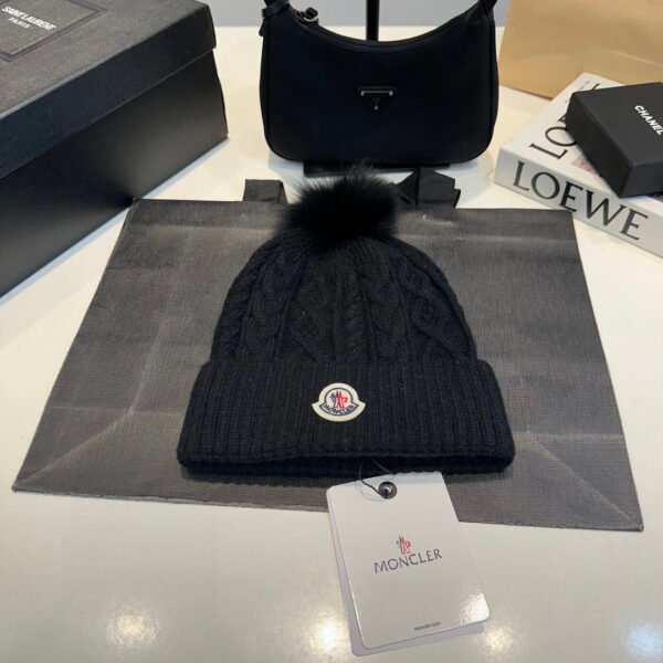 MCL Pom Pom Beanie Black Wool - Hat