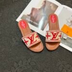 LV Paseo Flat Comfort Mule – Slides – Red