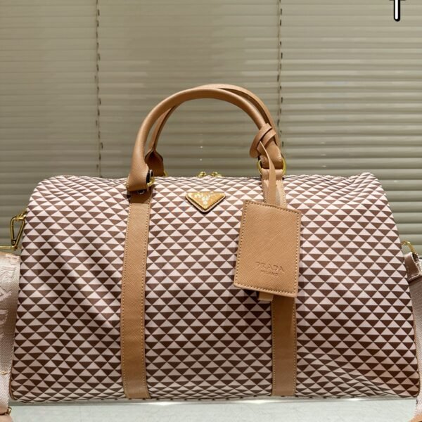 PR Symbole Duffle Large Beige Tessuto Jacquard - Bag