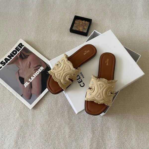 CEL Triomphe Embroidered Slides - Slides