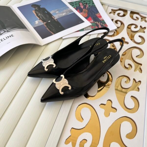 CEL Triomphe Slingback Pumps Black Leather - Heels