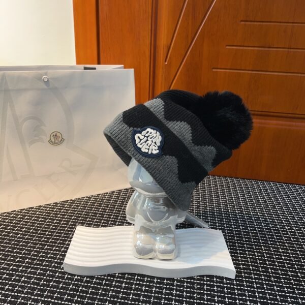 MCL Grenoble Pom Pom Beanie Black/Grey Wool - Hat