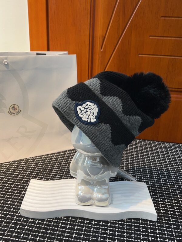 MCL Grenoble Pom Pom Beanie Black/Grey Wool – Hat