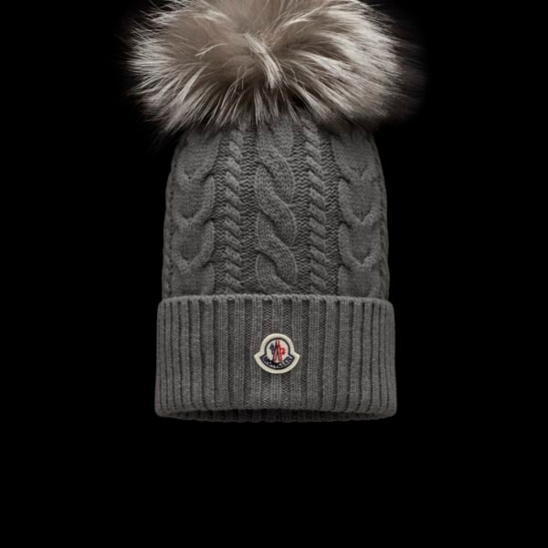 MCL Cable Knit Beanie Grey Wool - Hat