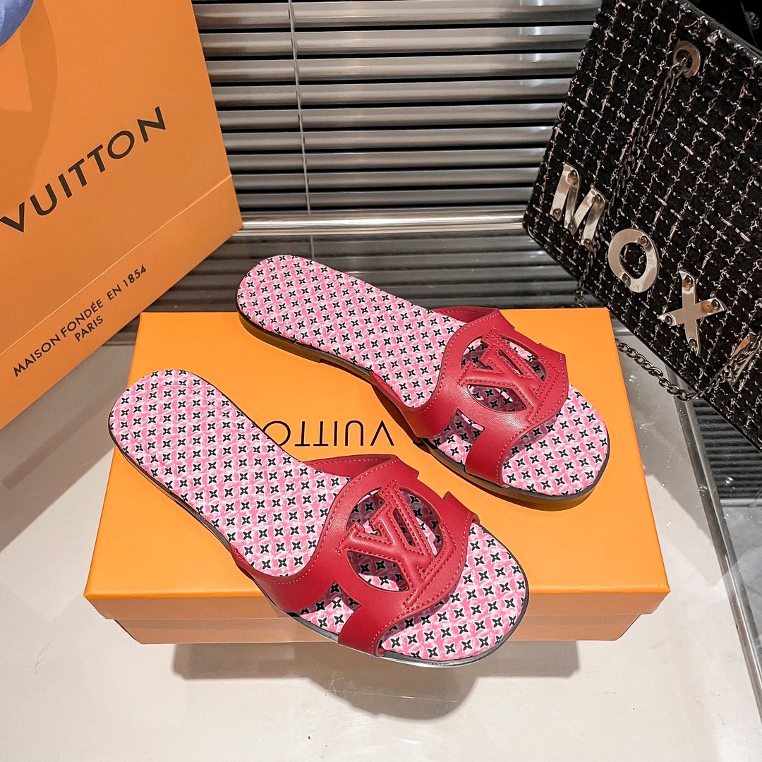 LV Paseo Flat Comfort Sandal Red/Monogram - Sandals - Image 2