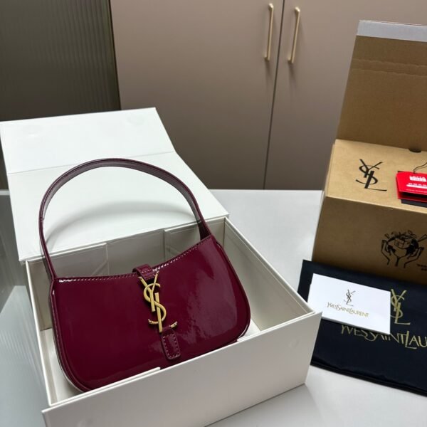 YSL Le 5 à 7 Hobo Burgundy Patent Leather - Bag