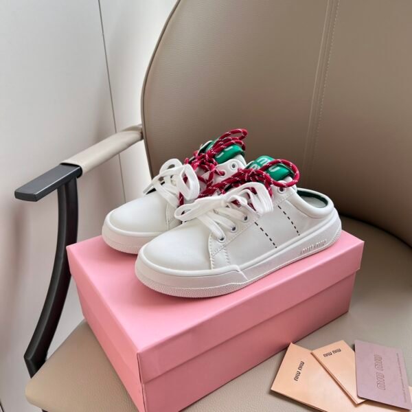 MIU Logo Sneakers White/Red Laces - Sneakers