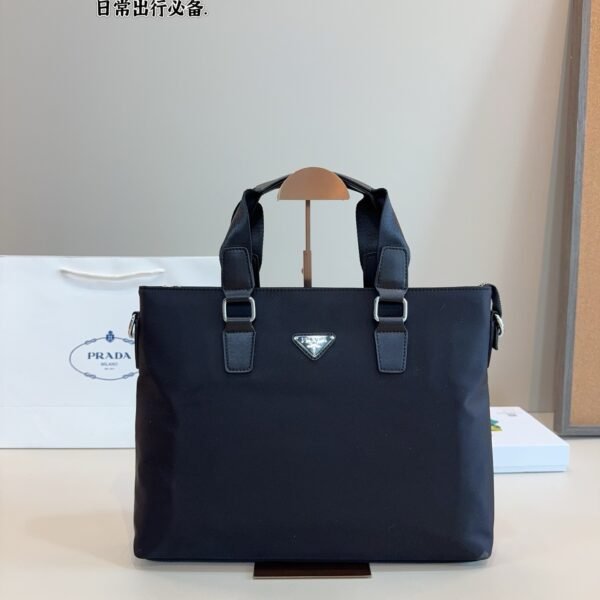 PR Saffiano Leather Briefcase Black Nylon - Bag