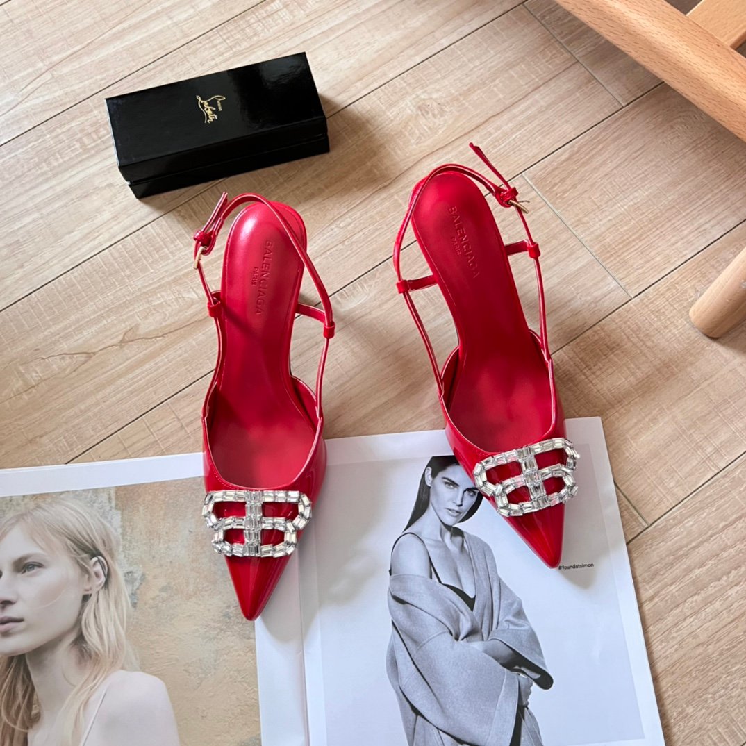 BAL Knife BB Studded Slingback Red Leather - Heels - Image 2