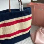 MIU Raffia Tote Navy/Red/Beige Raffia – Bag