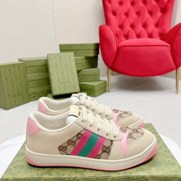 GG Screener with Web and Crystals Beige/Pink - Sneakers