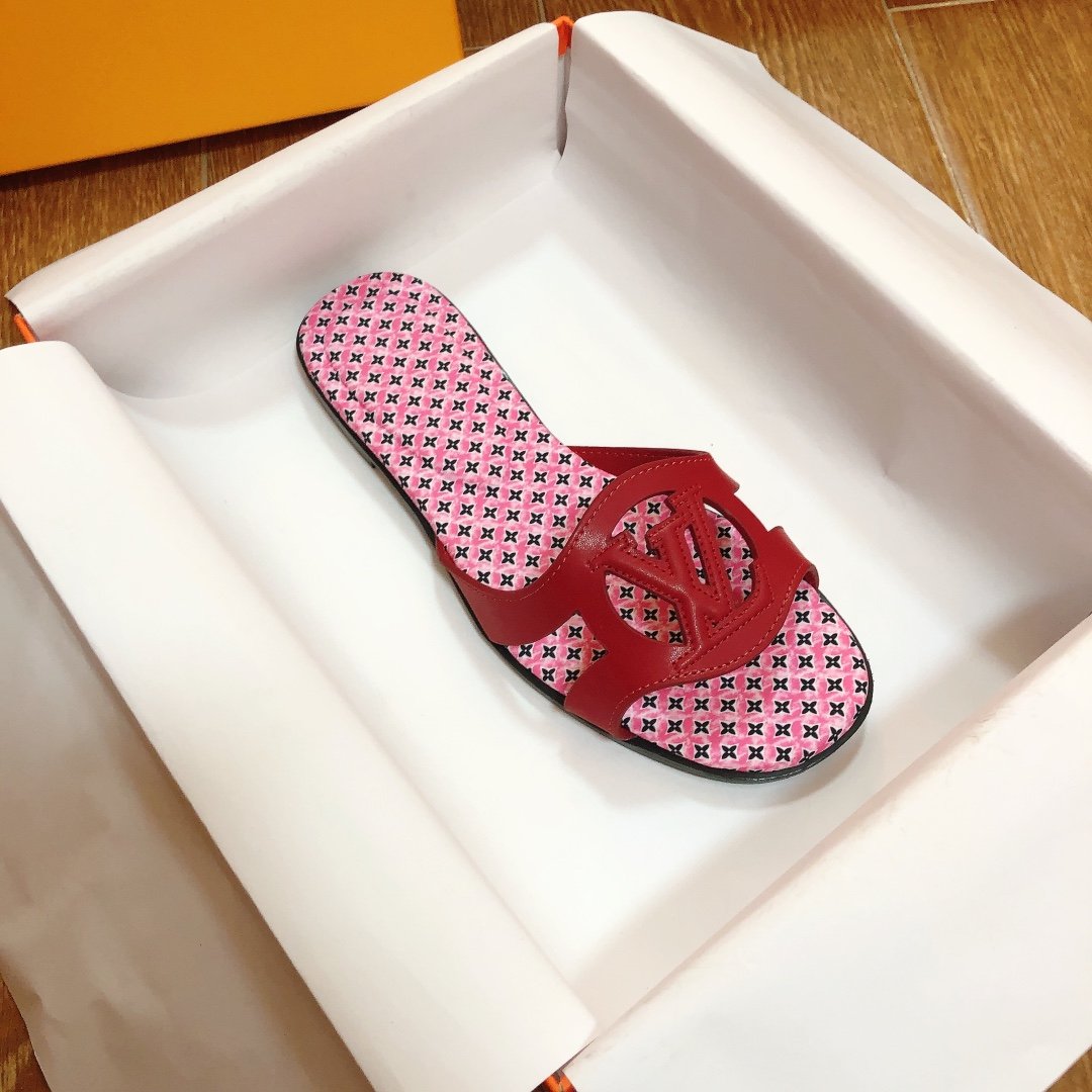 LV Paseo Flat Comfort Mule Red/Monogram - Slides - Image 2