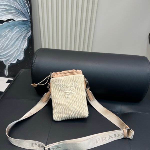 PR Raffia and Leather Pouch Beige - Bag
