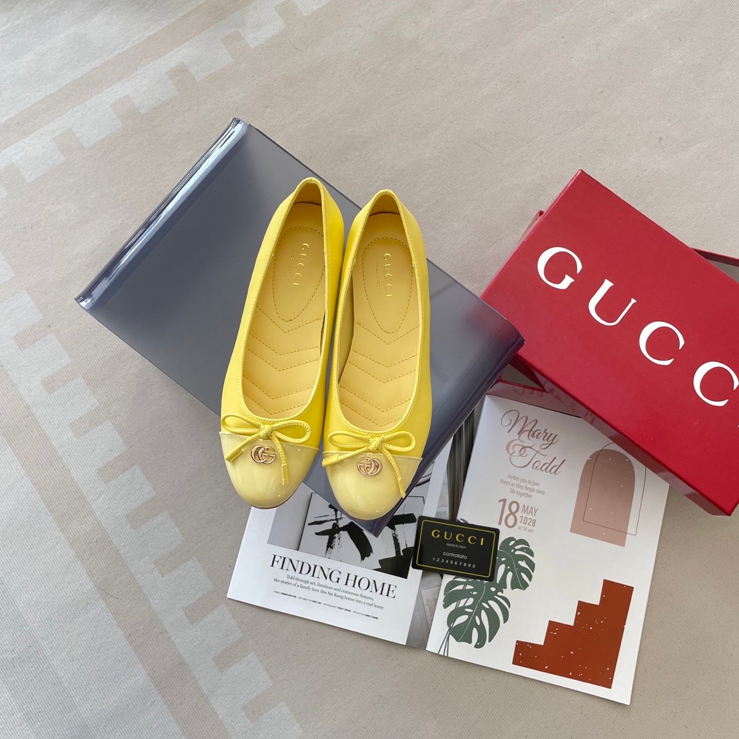 GG GG Marmont Ballet Flats Yellow Leather - Shoes - Image 4