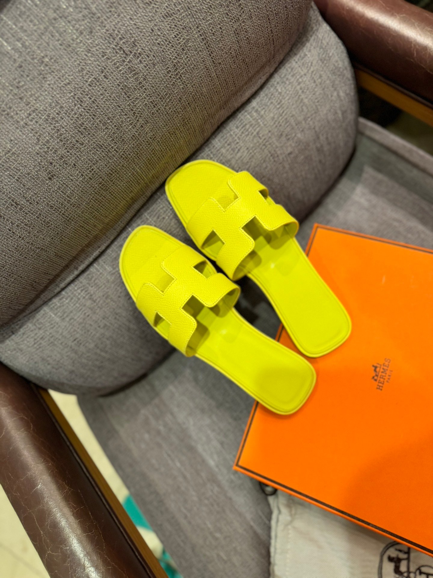 HM Oran Sandals Yellow Leather - Slides - Image 5