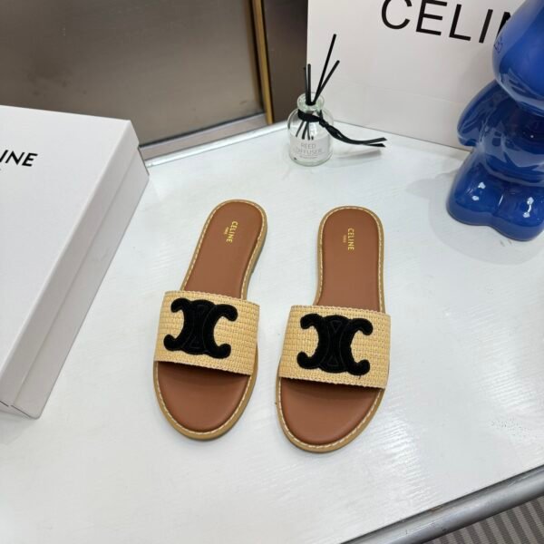 CEL Triomphe Raffia Slides - Slides