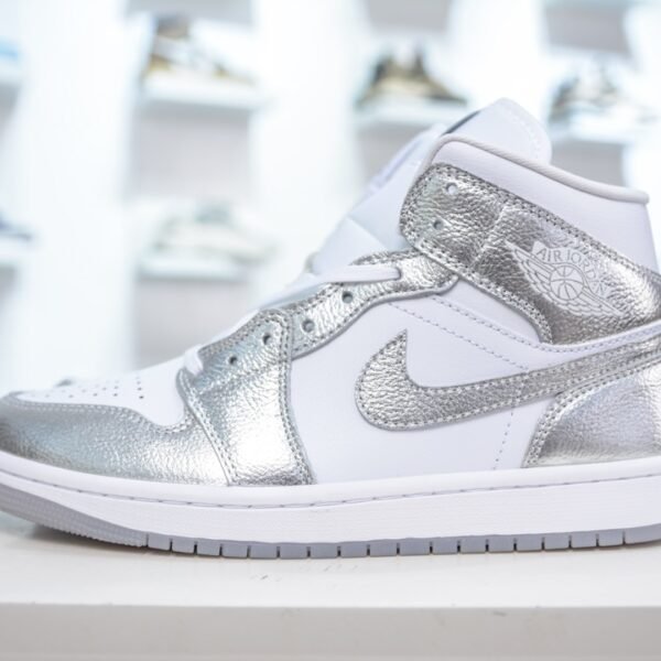 NK Air Jordan 1 Mid Metallic Silver White/Silver - Sneakers