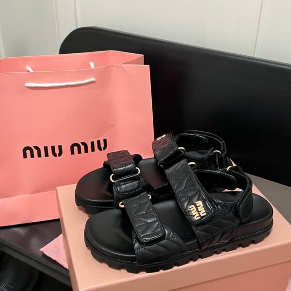 MIU Quilted Velcro Sandals - Sandals