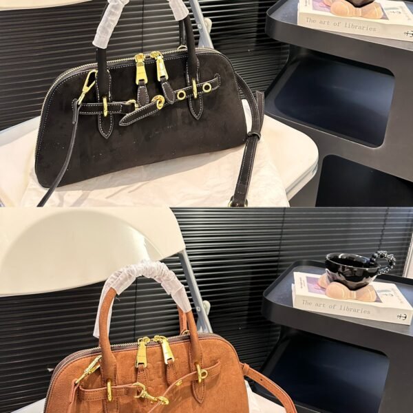 MIU Wander Matelassé Black and Brown Suede - Bag