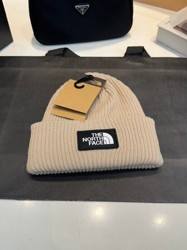 TNF Logo Beanie Beige Wool – Chapeau